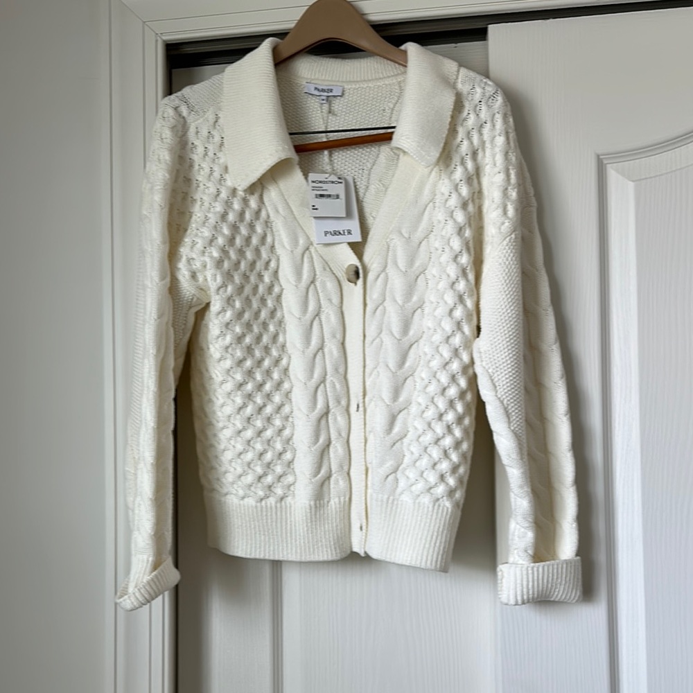Parker Cream Cable Knit Cardigan Sweater